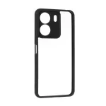 قاب پشت سخت شفاف محافظ لنزدار دور رنگی Xiaomi Redmi 13C / Poco C65 - مشکی