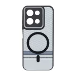 قاب شطرنجی لنز کربن طرح مگ سیف محافظ لنزدار Xiaomi Redmi 15C / Poco C85 - کرم