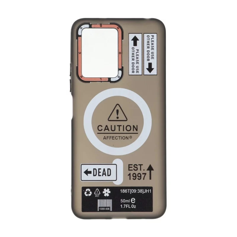 قاب Caution مات طرح مگ سیف دکمه متال Xiaomi Redmi Note 12 4G - مشکی - تصویر 2