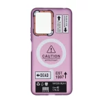قاب Caution مات طرح مگ سیف دکمه متال Xiaomi Redmi Note 12 4G - ارغوانی