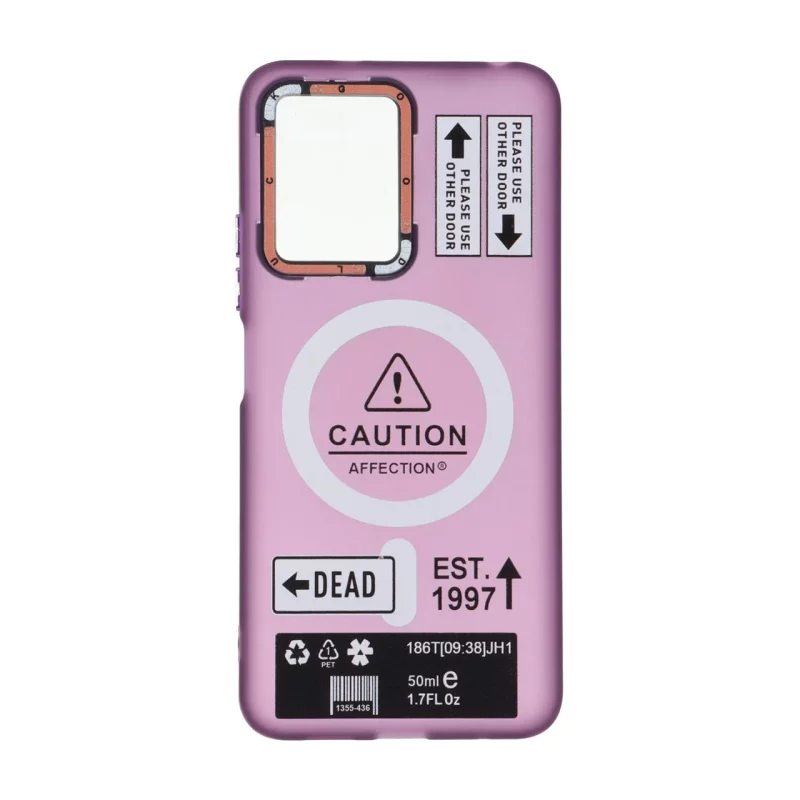 قاب Caution مات طرح مگ سیف دکمه متال Xiaomi Redmi Note 12 4G - ارغوانی - تصویر 2