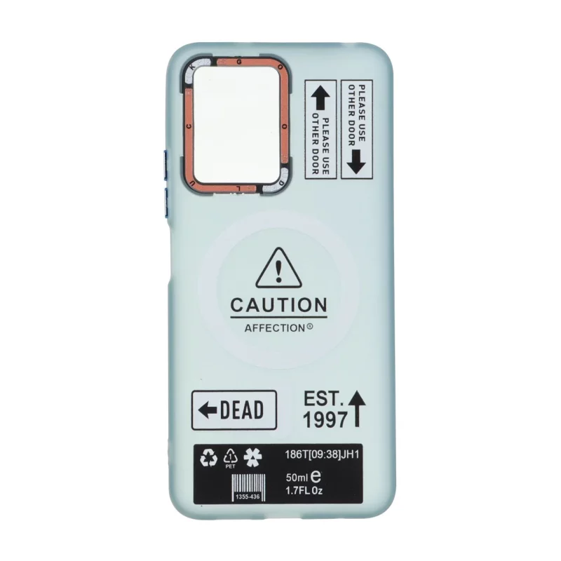 قاب Caution مات طرح مگ سیف دکمه متال Xiaomi Redmi Note 12 4G - آبی - تصویر 2