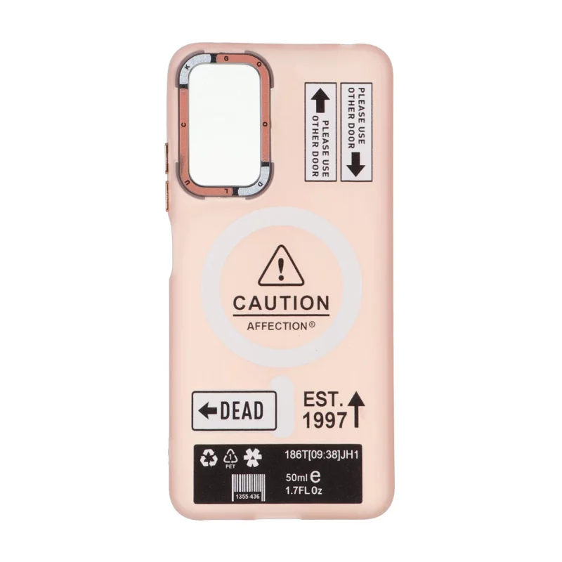 قاب Caution مات طرح مگ سیف دکمه متال Xiaomi Redmi Note 12 Pro 4G / Redmi Note 11 Pro - صورتی - تصویر 2