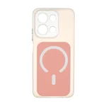 قاب مستطیلی دور ژله ای طرح مگ سیف لنز شفاف Xiaomi Redmi 15C / Poco C85 - گلبهی