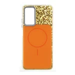 قاب مستطیلی طرح مگ سیف شطرنجی براق لنز کربن Xiaomi Redmi Note 12 Pro 4G / Redmi Note 11 Pro - نارنجی