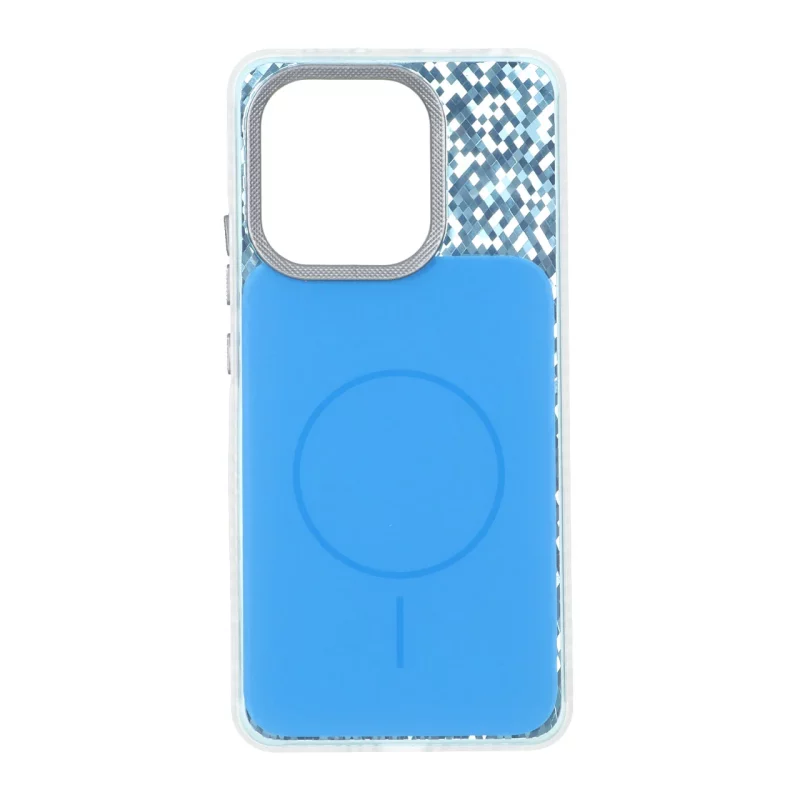 قاب مستطیلی طرح مگ سیف شطرنجی براق لنز کربن Xiaomi Redmi Note 13 4G - آبی کد 1 - تصویر 2