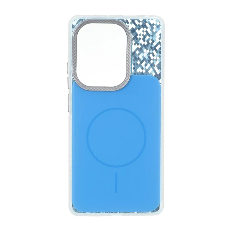 قاب مستطیلی طرح مگ سیف شطرنجی براق لنز کربن Xiaomi Redmi Note 14S / Note 13 Pro 4G / Poco M6 Pro 4G - آبی کد 1 - تصویر 2