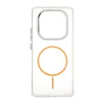 قاب ژله ای شفاف لنز کروم طرح مگ سیف Xiaomi Redmi Note 14 Pro 4G - نارنجی
