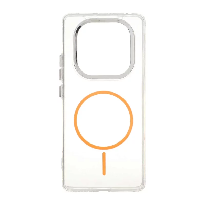 قاب ژله ای شفاف لنز کروم طرح مگ سیف Xiaomi Redmi Note 14 Pro 4G - نارنجی - تصویر 2