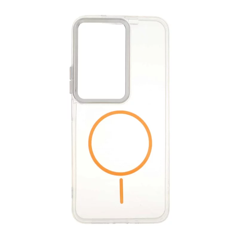قاب ژله ای شفاف لنز کروم طرح مگ سیف Xiaomi Redmi 15 4G - نارنجی - تصویر 2