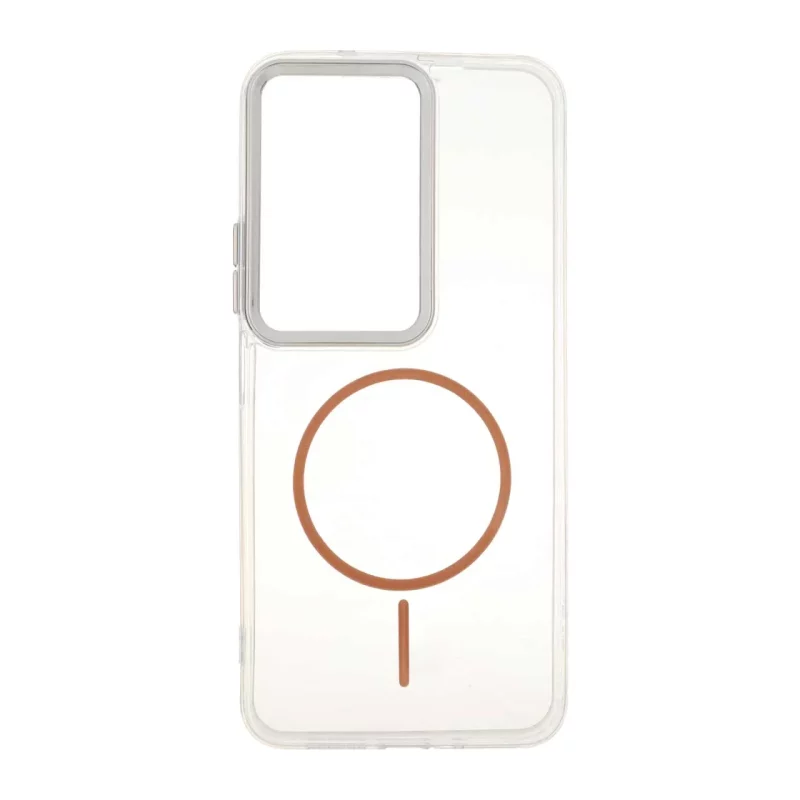 قاب ژله ای شفاف لنز کروم طرح مگ سیف Xiaomi Redmi 15 4G - قهوه ای - تصویر 2