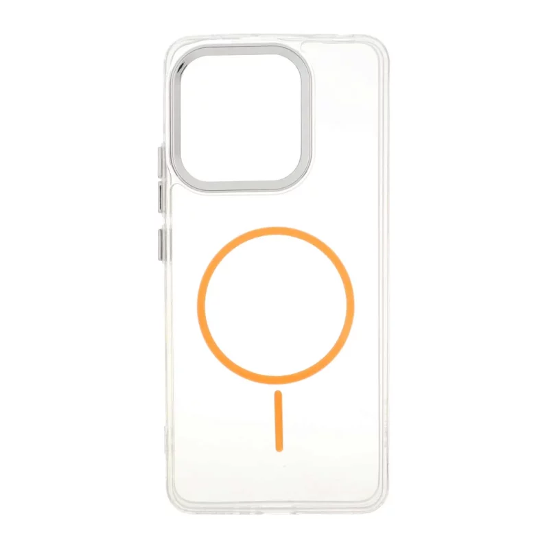 قاب ژله ای شفاف لنز کروم طرح مگ سیف Xiaomi Redmi Note 13 4G - نارنجی - تصویر 2