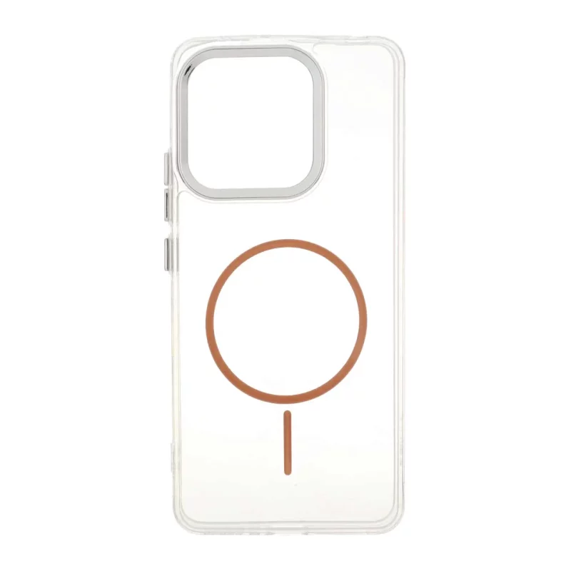 قاب ژله ای شفاف لنز کروم طرح مگ سیف Xiaomi Redmi Note 13 4G - قهوه ای - تصویر 2