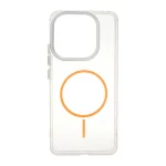قاب ژله ای شفاف لنز کروم طرح مگ سیف Xiaomi Redmi Note 14 4G - نارنجی