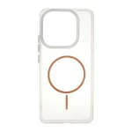 قاب ژله ای شفاف لنز کروم طرح مگ سیف Xiaomi Redmi Note 14 4G - قهوه ای