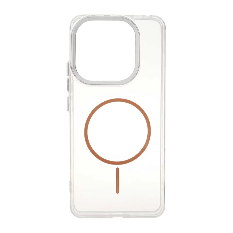 قاب ژله ای شفاف لنز کروم طرح مگ سیف Xiaomi Redmi Note 14 4G - قهوه ای - تصویر 2