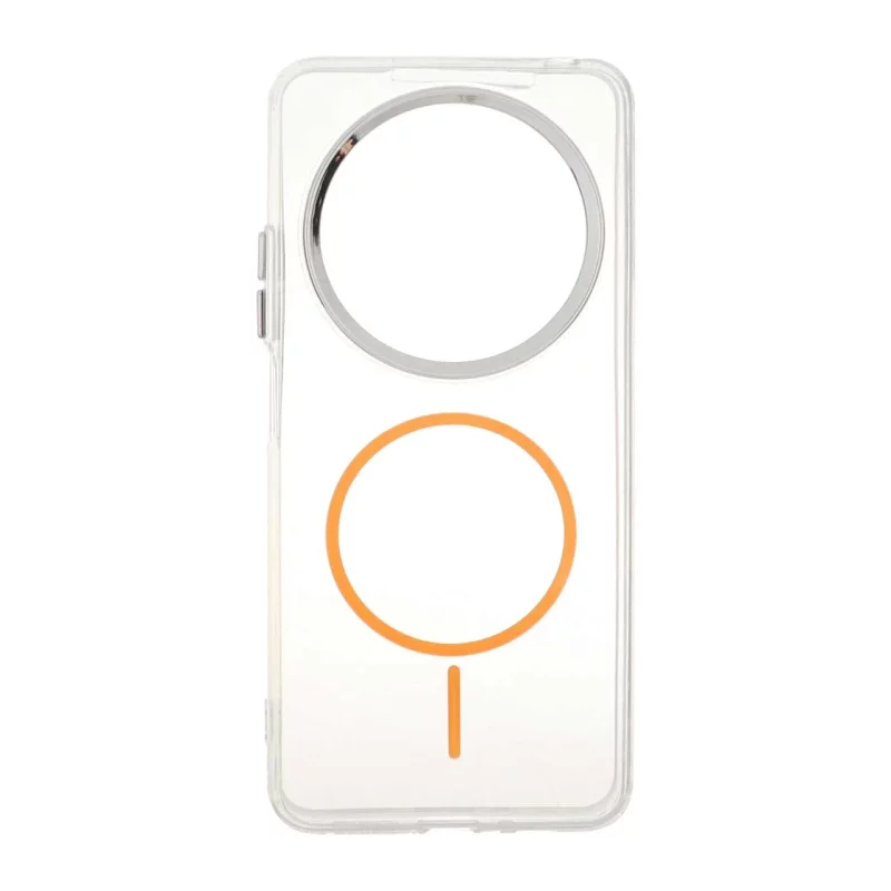 قاب ژله ای شفاف لنز کروم طرح مگ سیف Xiaomi Redmi 14C / Redmi A4 / Poco C75 - نارنجی - تصویر 2