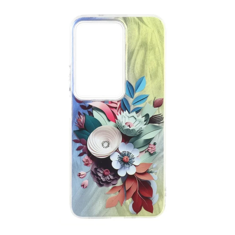 قاب اطلسی Flower دور شفاف Xiaomi Redmi 15 4G - طرح 90 - تصویر 2