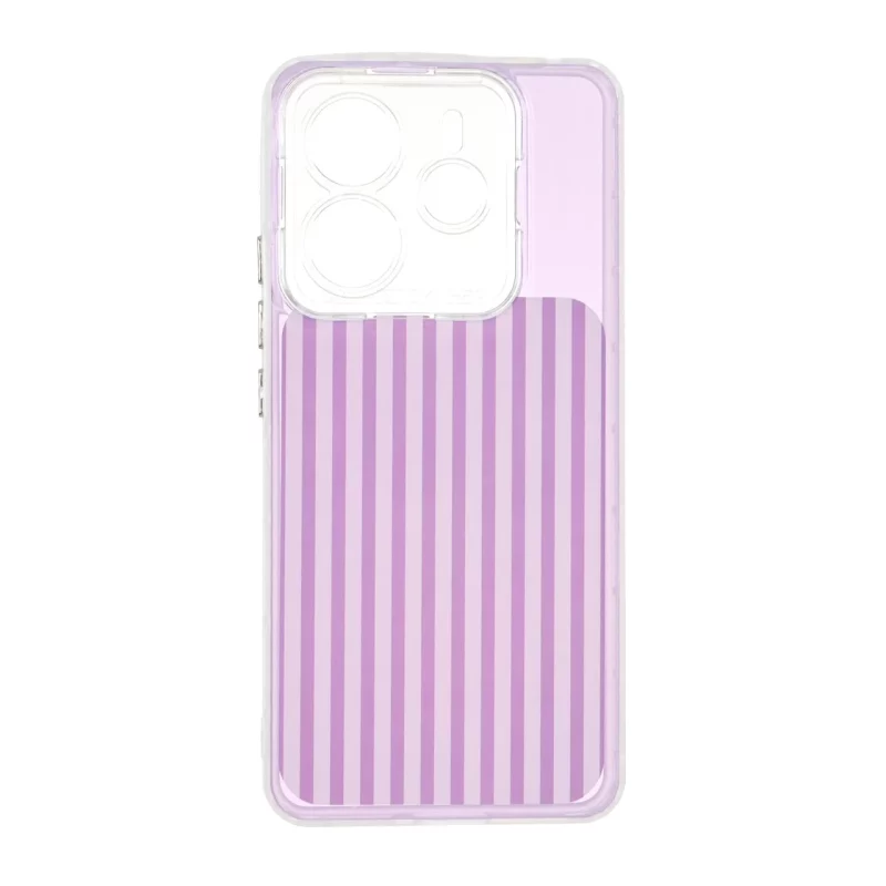 قاب مستطیلی Stripe لنز شفاف Xiaomi Redmi Note 14 4G - بنفش - تصویر 2