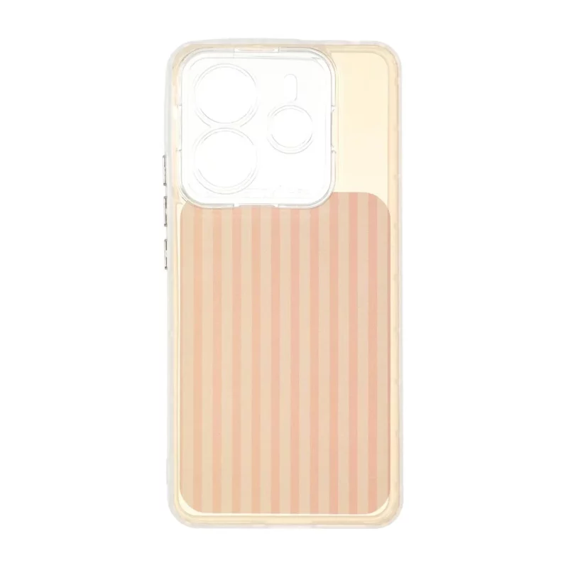 قاب مستطیلی Stripe لنز شفاف Xiaomi Redmi Note 14 4G - گلبهی - تصویر 2