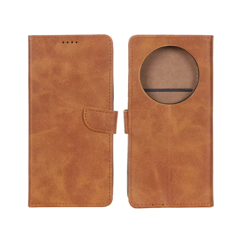 کیف چرمی موبایل مگنتی Xiaomi Redmi 14C / Redmi A4 / Poco C75 - عسلی - تصویر 2