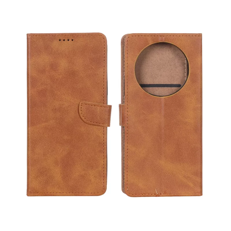 کیف چرمی موبایل مگنتی Xiaomi Redmi A3 / A3x / Poco C61 - عسلی - تصویر 2