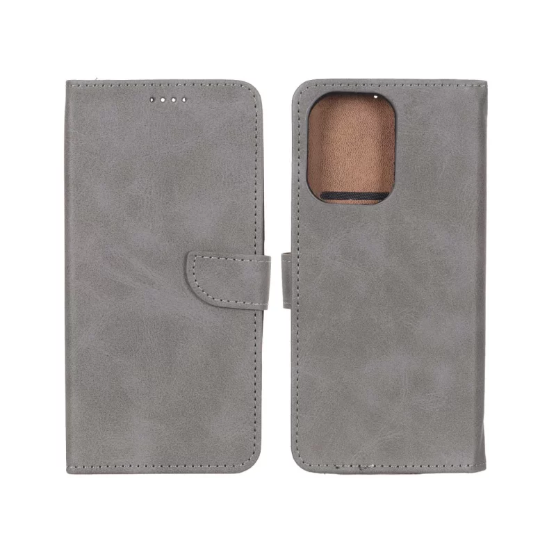 کیف چرمی موبایل مگنتی Xiaomi Redmi 13C / Poco C65 - خاکستری - تصویر 2