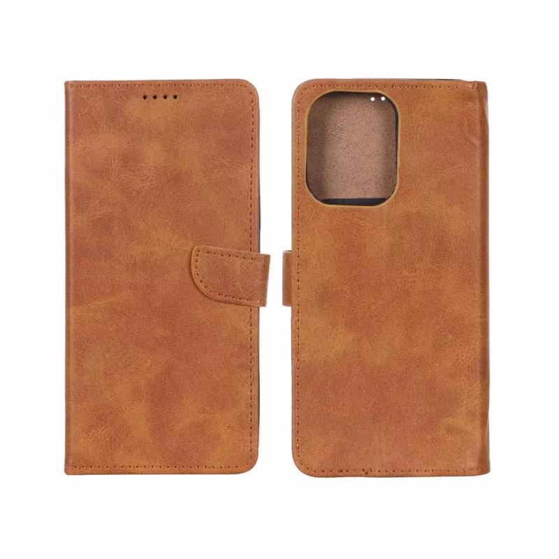 کیف چرمی موبایل مگنتی Xiaomi Redmi 13C / Poco C65 - عسلی - تصویر 2