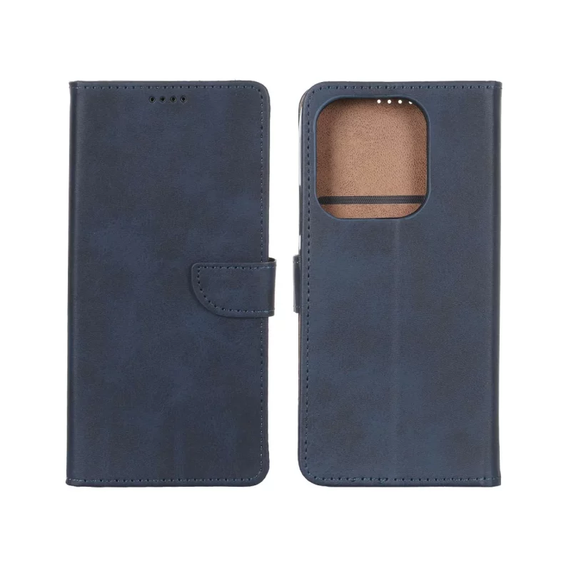 کیف چرمی موبایل مگنتی Xiaomi Redmi Note 14 4G - سرمه ای - تصویر 2