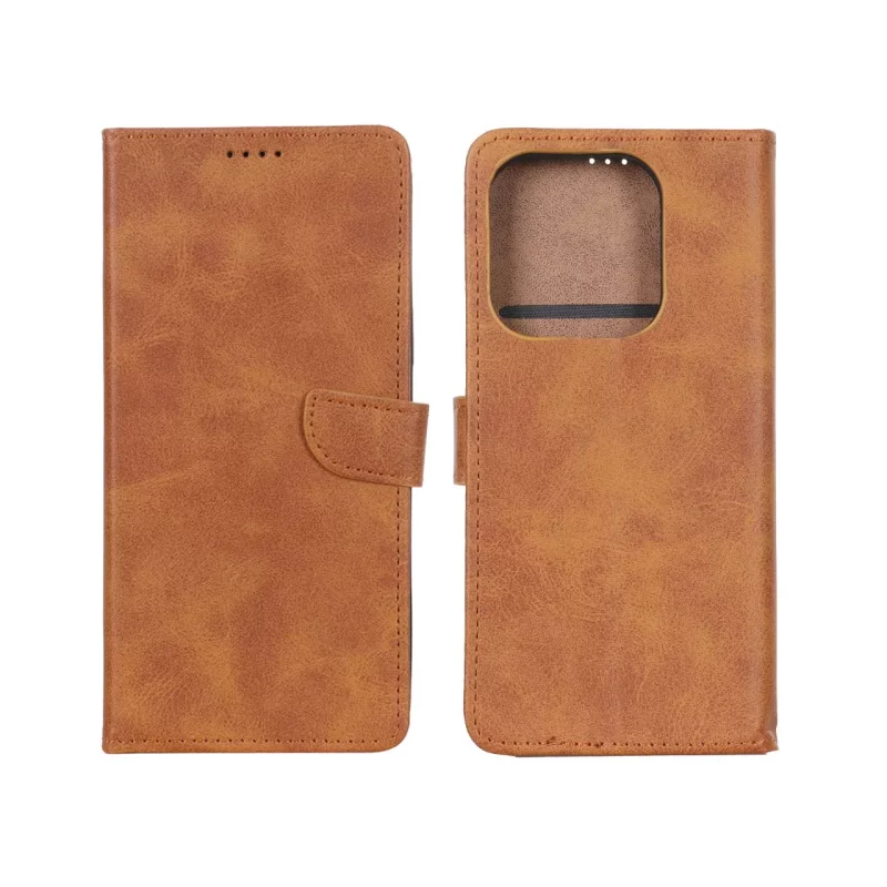 کیف چرمی موبایل مگنتی Xiaomi Redmi Note 14 4G - عسلی - تصویر 2