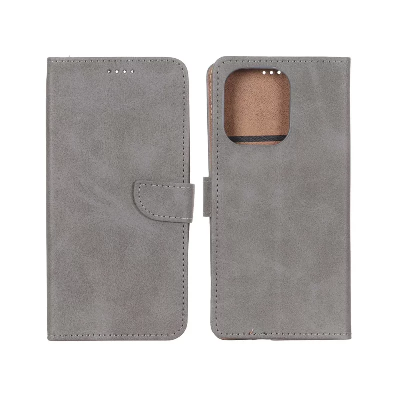 کیف چرمی موبایل مگنتی Xiaomi Redmi Note 13 4G - خاکستری - تصویر 2