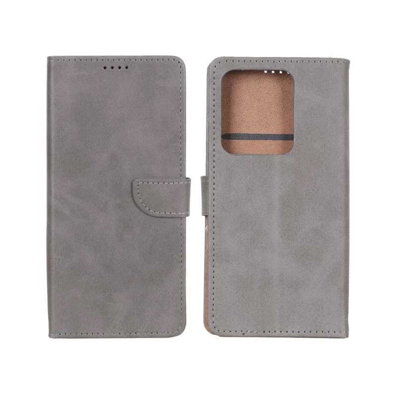 کیف چرمی موبایل مگنتی Xiaomi Redmi Note 14S / Note 13 Pro 4G / Poco M6 Pro 4G - خاکستری - تصویر 2