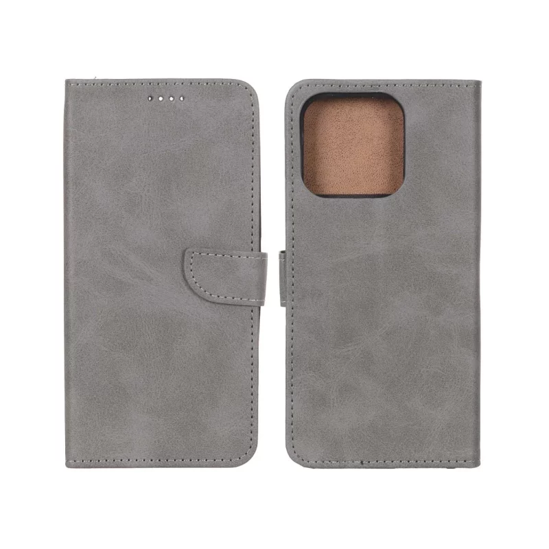 کیف چرمی موبایل مگنتی Xiaomi Redmi 10C / Redmi 10 Power / Poco C40 - خاکستری - تصویر 2