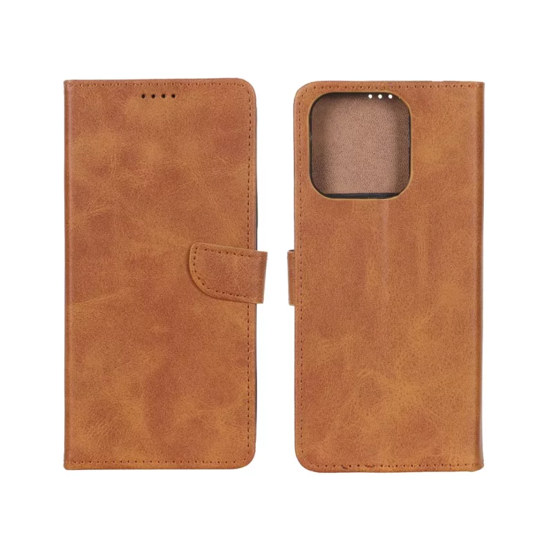 کیف چرمی موبایل مگنتی Xiaomi Redmi 10C / Redmi 10 Power / Poco C40 - عسلی - تصویر 2