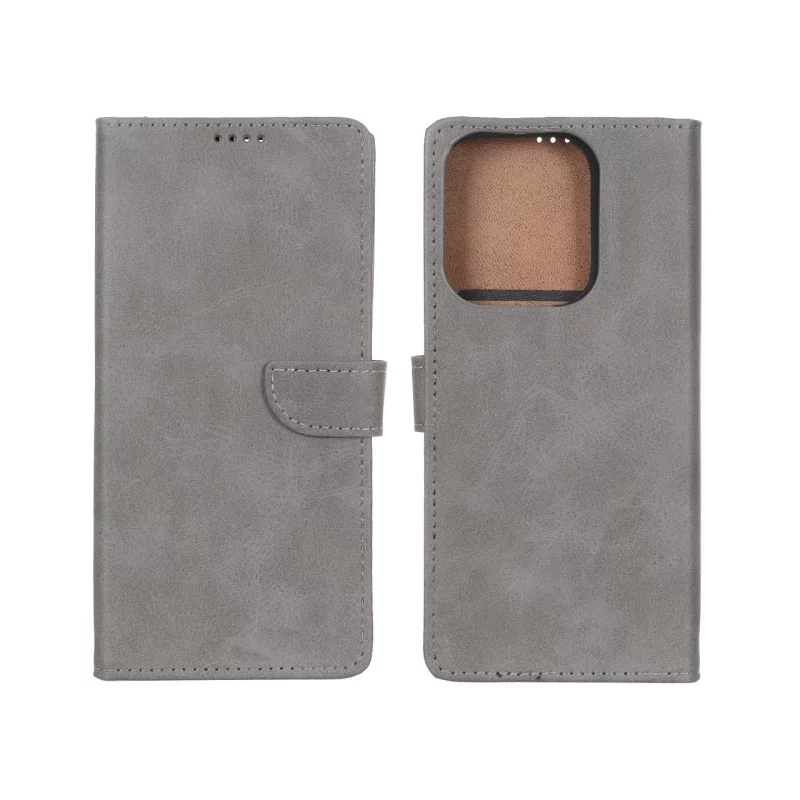 کیف چرمی موبایل مگنتی Xiaomi Redmi 15C / Poco C85 - خاکستری - تصویر 2