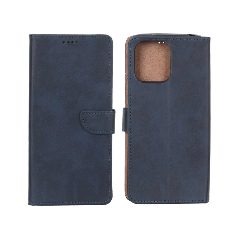 کیف چرمی موبایل مگنتی Xiaomi Redmi 12 / Poco M6 Pro 5G - سرمه ای - تصویر 2