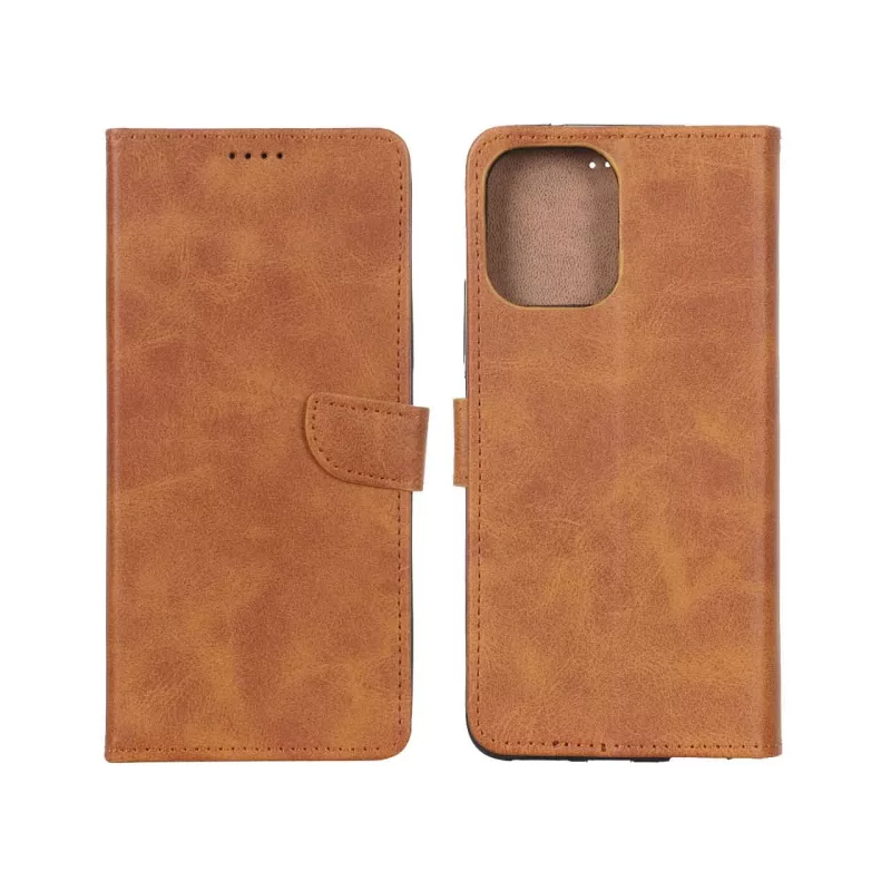 کیف چرمی موبایل مگنتی Xiaomi Redmi 12 / Poco M6 Pro 5G - عسلی - تصویر 2