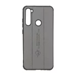 قاب چرمی Text طرح دوخت Xiaomi Redmi Note 8 - خاکستری