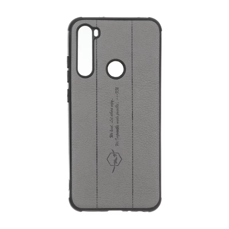 قاب چرمی Text طرح دوخت Xiaomi Redmi Note 8 - خاکستری - تصویر 2