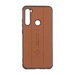 قاب چرمی Text طرح دوخت Xiaomi Redmi Note 8 - قهوه ای روشن