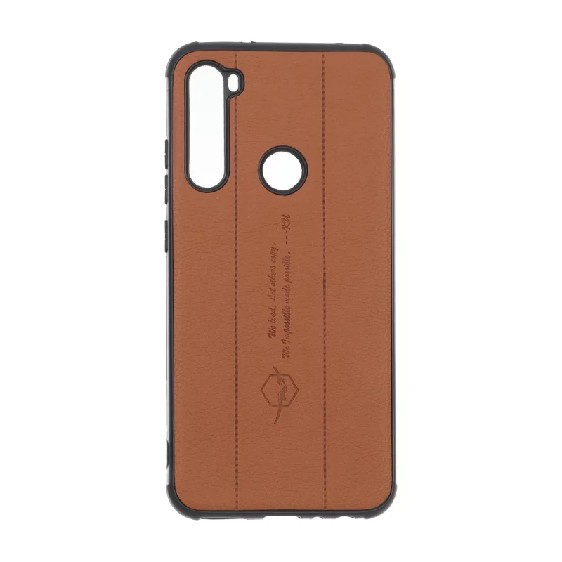 قاب چرمی Text طرح دوخت Xiaomi Redmi Note 8 - قهوه ای روشن - تصویر 2