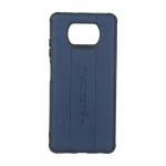 قاب چرمی Text طرح دوخت Xiaomi Poco X3 / Poco X3 Pro / Poco X3 NFC - سرمه ای
