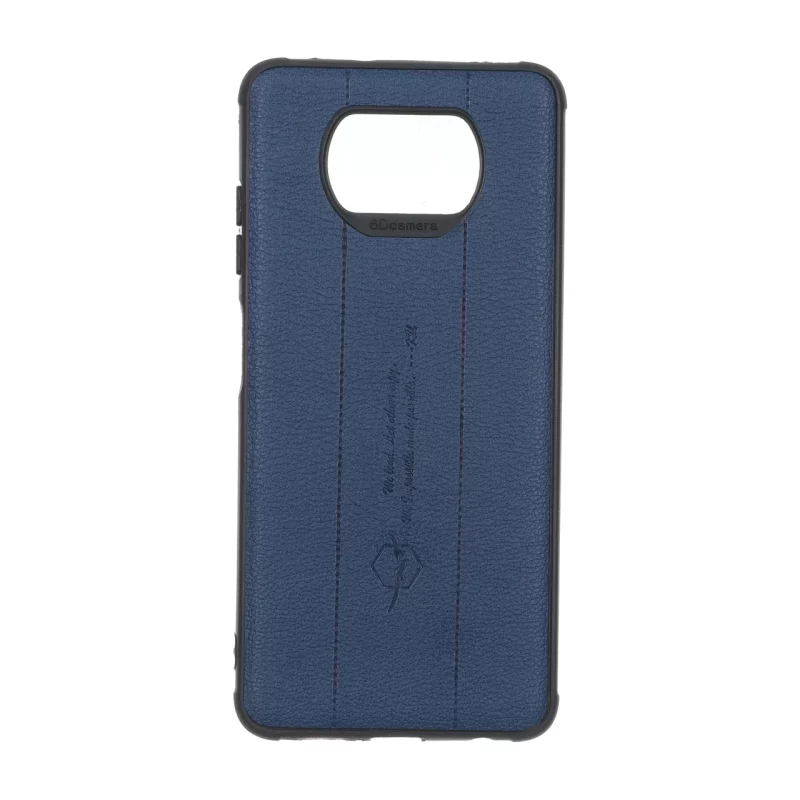 قاب چرمی Text طرح دوخت Xiaomi Poco X3 / Poco X3 Pro / Poco X3 NFC - سرمه ای - تصویر 2