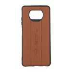 قاب چرمی Text طرح دوخت Xiaomi Poco X3 / Poco X3 Pro / Poco X3 NFC - قهوه ای روشن