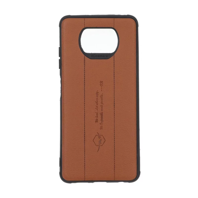 قاب چرمی Text طرح دوخت Xiaomi Poco X3 / Poco X3 Pro / Poco X3 NFC - قهوه ای روشن - تصویر 2