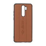 قاب چرمی Text طرح دوخت Xiaomi Redmi Note 8 Pro - قهوه ای روشن