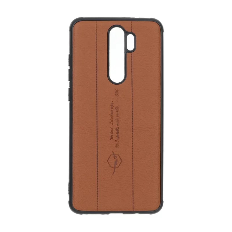 قاب چرمی Text طرح دوخت Xiaomi Redmi Note 8 Pro - قهوه ای روشن - تصویر 2