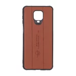 قاب چرمی Text طرح دوخت Xiaomi Redmi Note 9S / Redmi Note 9 Pro / Redmi Note 9 Pro Max - قهوه ای