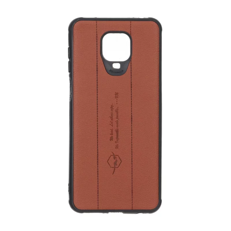 قاب چرمی Text طرح دوخت Xiaomi Redmi Note 9S / Redmi Note 9 Pro / Redmi Note 9 Pro Max - قهوه ای - تصویر 2