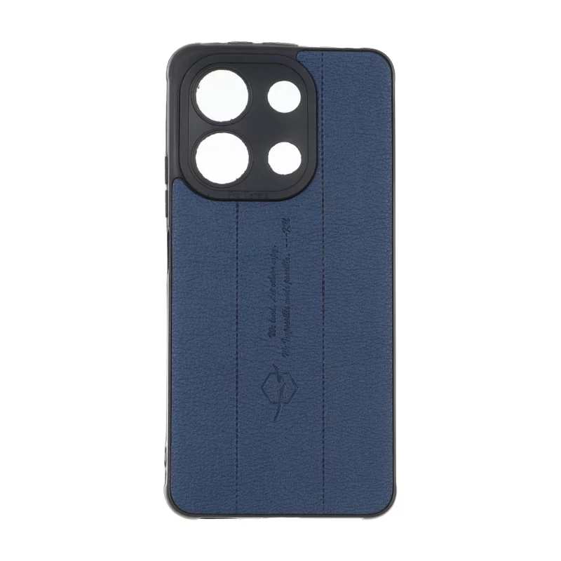 قاب چرمی Text طرح دوخت محافظ لنزدار Xiaomi Redmi Note 13 4G - سرمه ای - تصویر 2